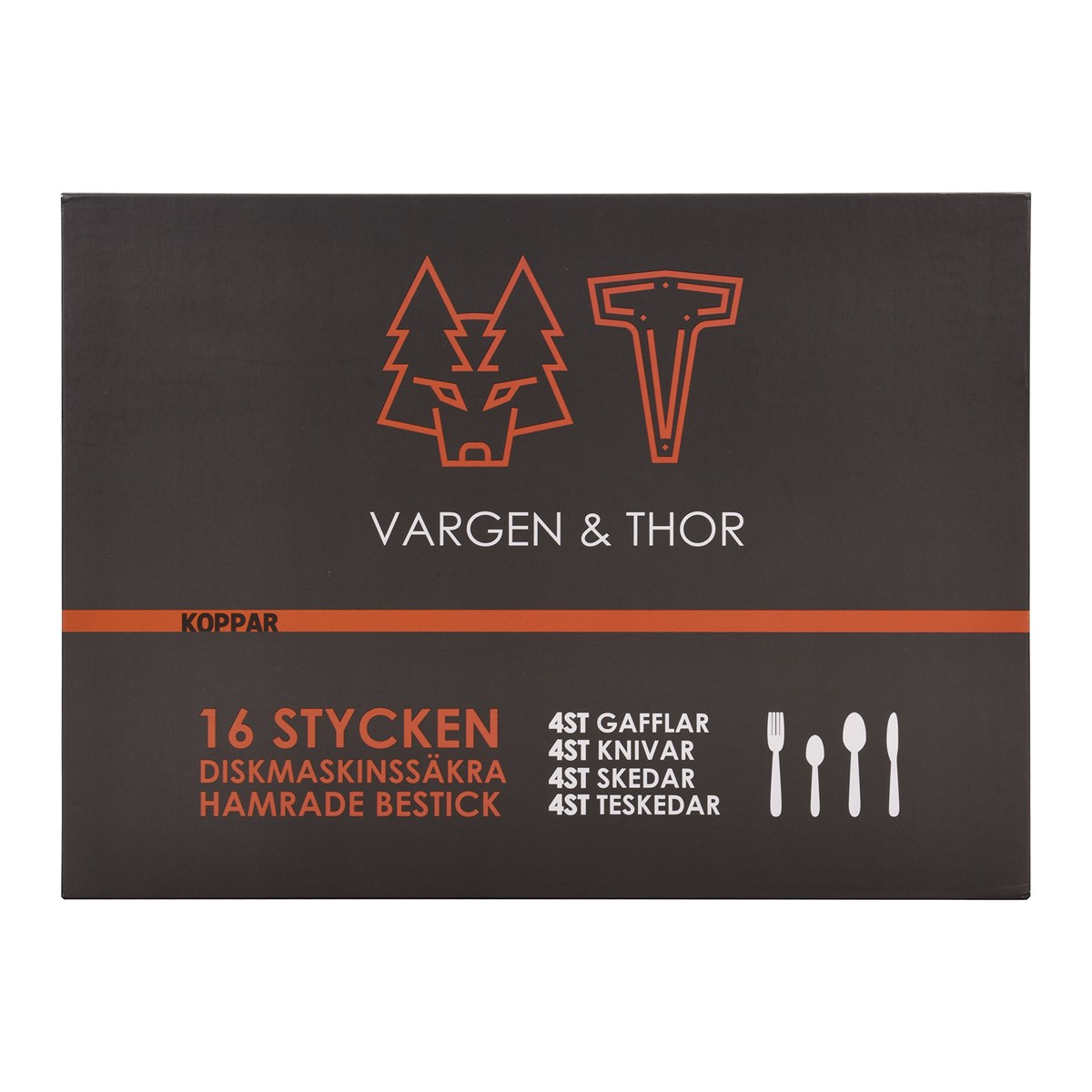 Vargen & Thor Fenix bestikk 16 deler kobber